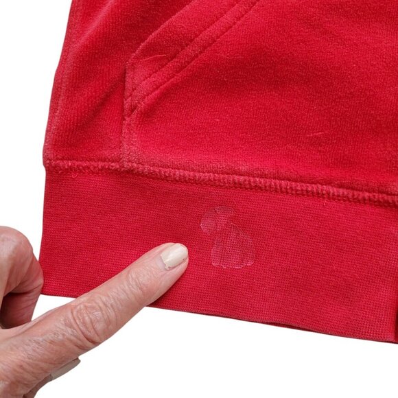 Juicy Couture Girl’s Red Velour Shiny Puppy Rhinestone Crown Graphic Hoodie 6/7 - Picture 11 of 12